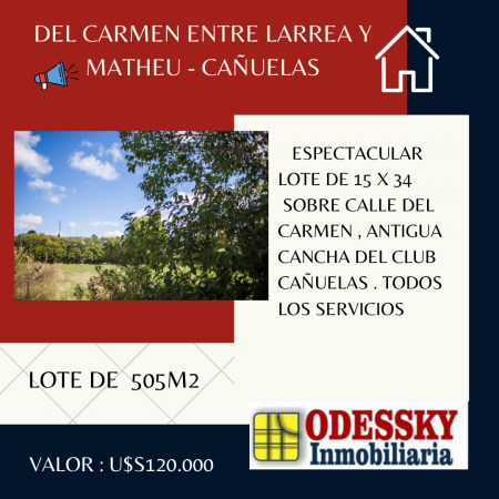 CANUELAS-ESPECTACULAR LOTE EN VENTA- RESERVADO !!!