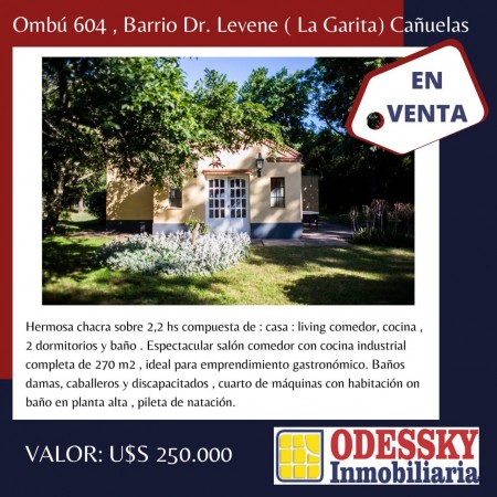CHACRA EN VENTA ! Ombu 604 , Barrio Dr. Levene ( La Garita) Cañuelas